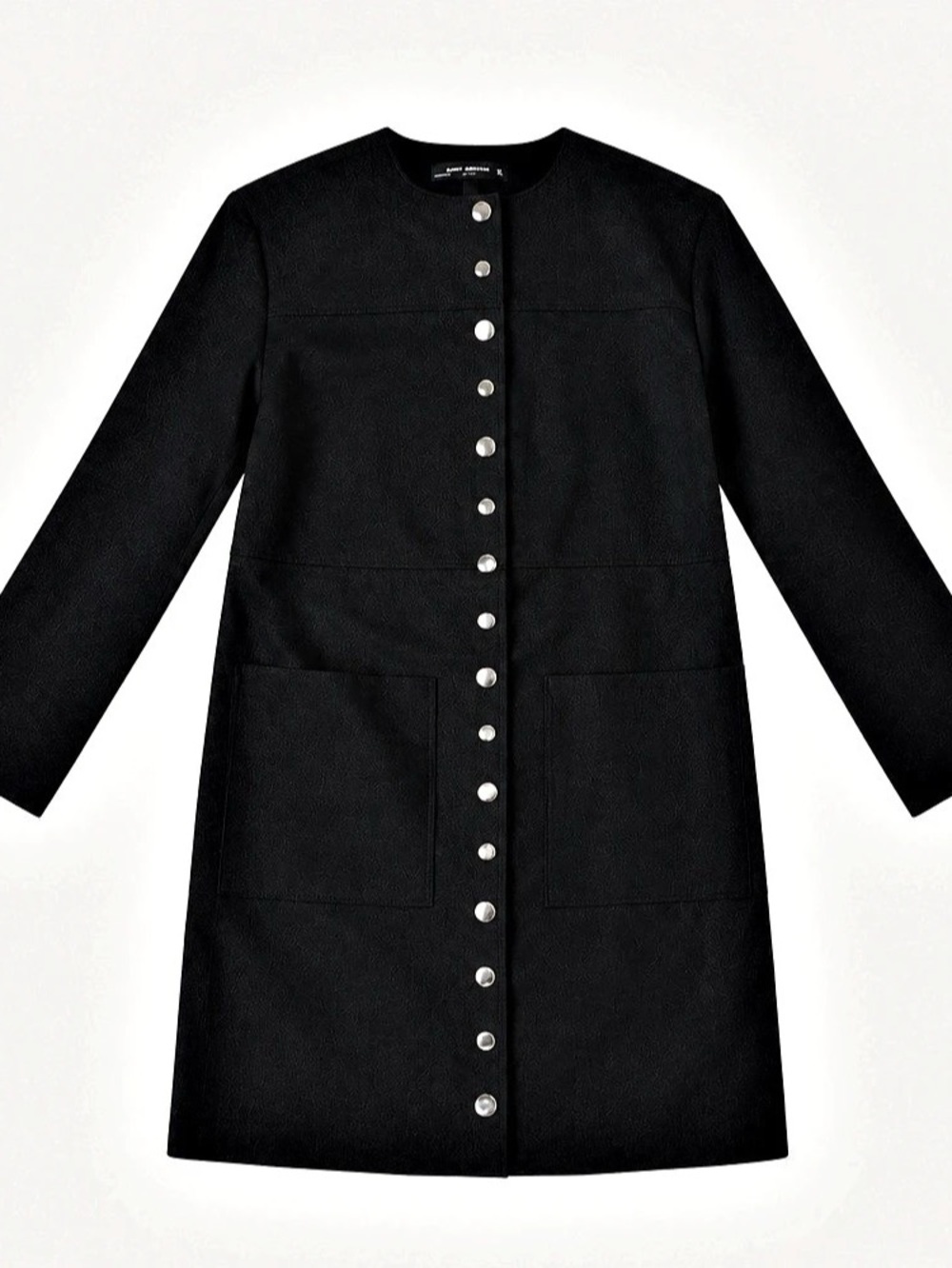 Zara Black Collarless Coat Sz S Like New